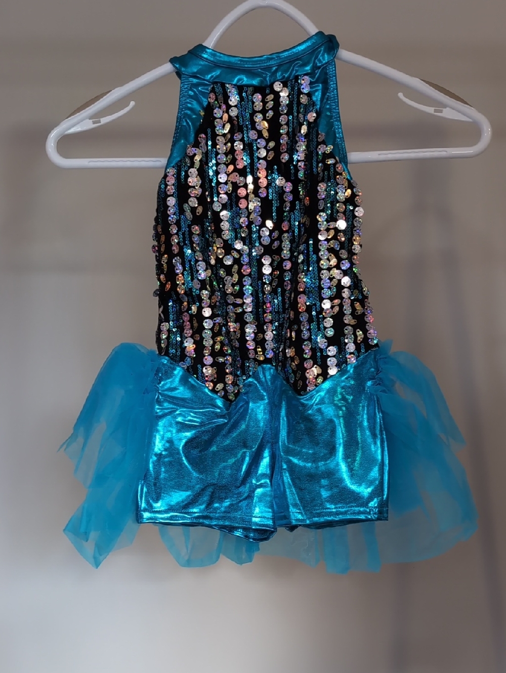 Girls' Shimmer Sequin Halter Dance Costume - Teal